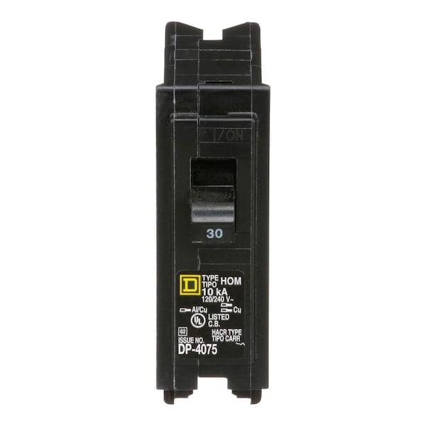 Square D Miniature Circuit Breaker, HOM Series, 30A, 1 Pole, 120/240V AC, 10kA HOM130CP - main